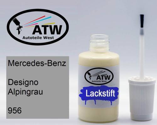 Mercedes-Benz, Designo Alpingrau, 956: 20ml Lackstift, von ATW Autoteile West.